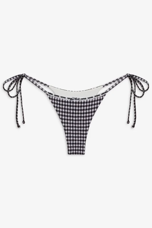 ladies bikini bottoms pack light -Divine Tie Side Bottom - Blackberry Gingham