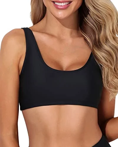 ladies bikini top chill glow -Push Up Tank Bikini Top For Teen Girls-Black