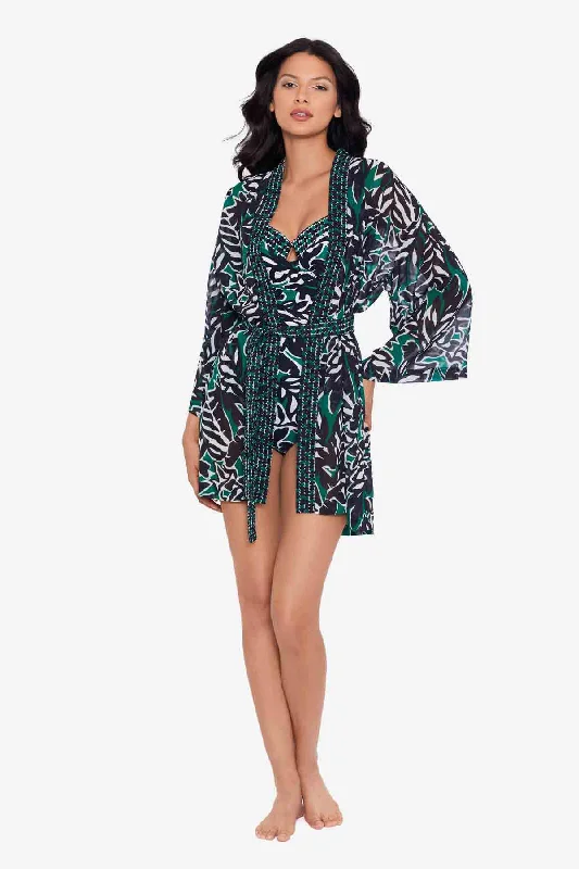 Women’s cover-up long sleeve soft flair -Palma Verde Kimono Swim Cover Up