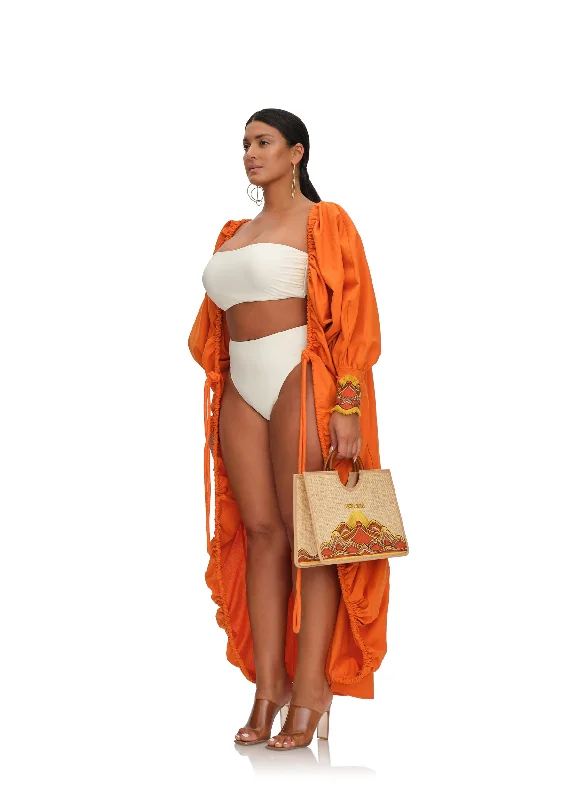 Women’s cover-up drawstring chic -ILO ROBE - CLAY