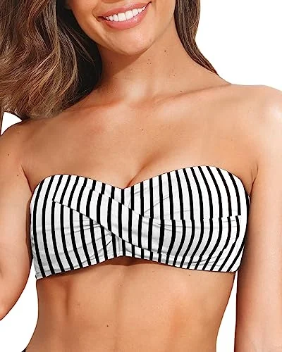 ladies bikini top layered frills -Twist Swim Tops Bandeau Bikini Tops