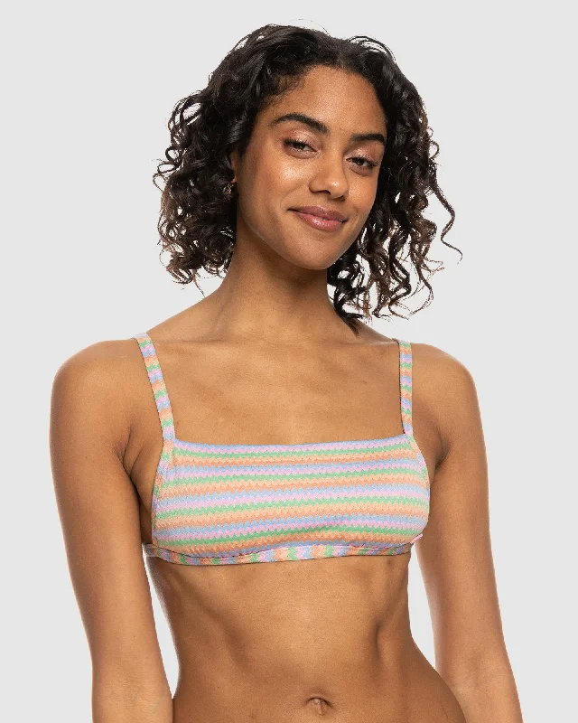 ladies bikini top elk print -Womens Wavy Stripe Bralette Bikini Top