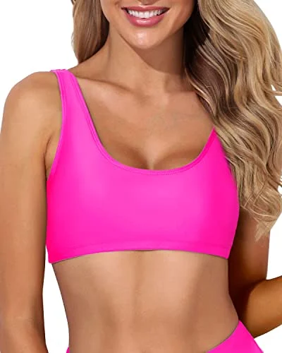 ladies bikini top city dip -Stylish Sports Bra Bikini Top For Women's Swimwear-Neon Pink