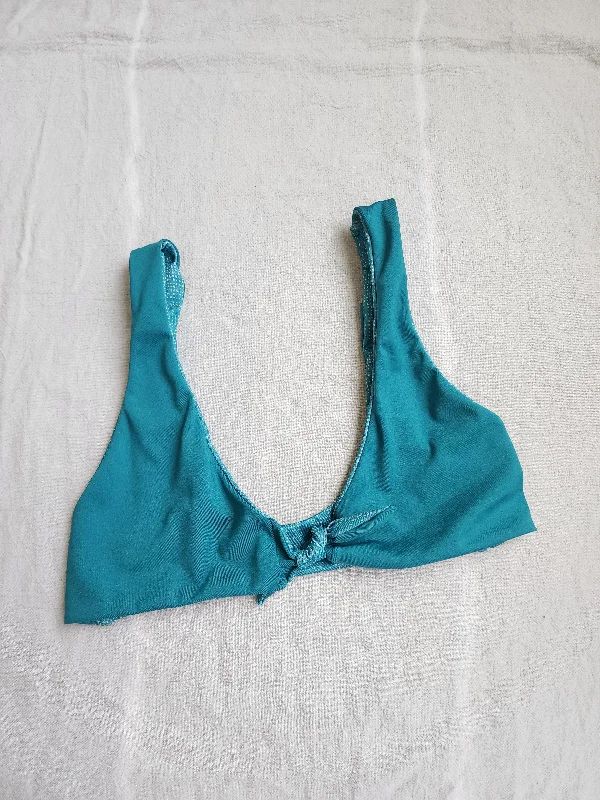 ladies bikini top cane weave -SM- Wrap Hamoa Tie Bikini Top (Teal/Aqua Burlap)