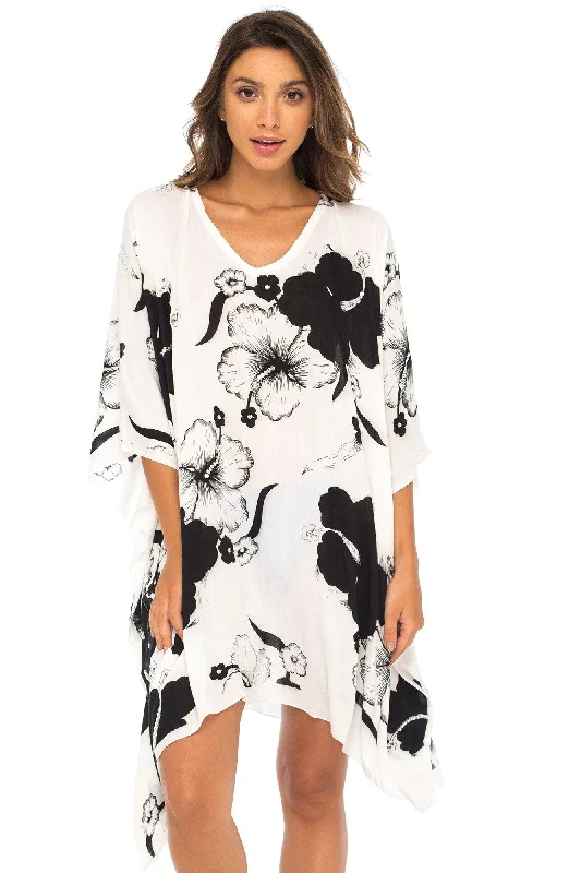 Women’s cover-up vacation sleek glow -Short Floral Cover Up with Sequins