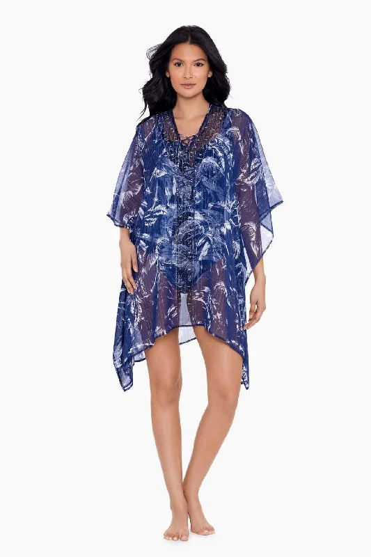 Women’s cover-up silver sleek chic -Tropica Toile Caftan Swim Cover Up