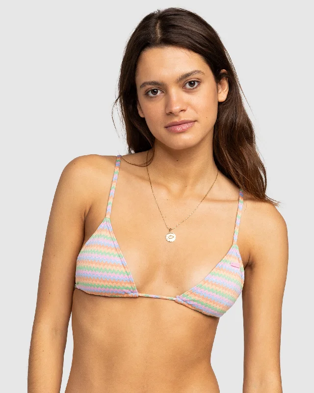 ladies bikini top breezy glow -Womens Wavy Stripe Tiki Tri Bikini Top