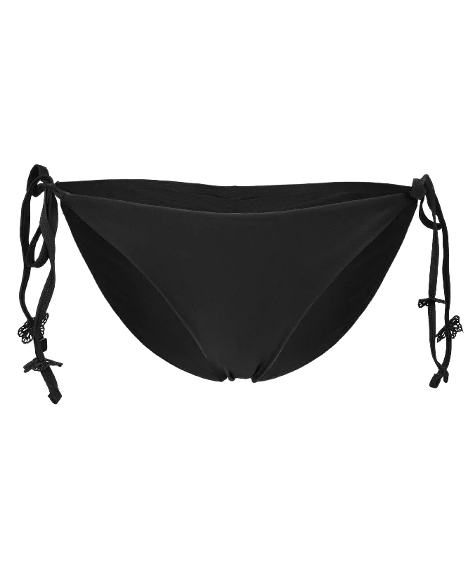 ladies bikini bottoms stretch swim -Tie Full Bikini Bottom Jet Black