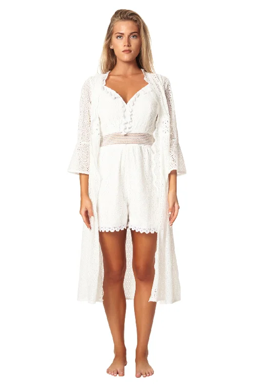 Women’s cover-up boutique flair -Glam Beachy Kimono-Romper Set