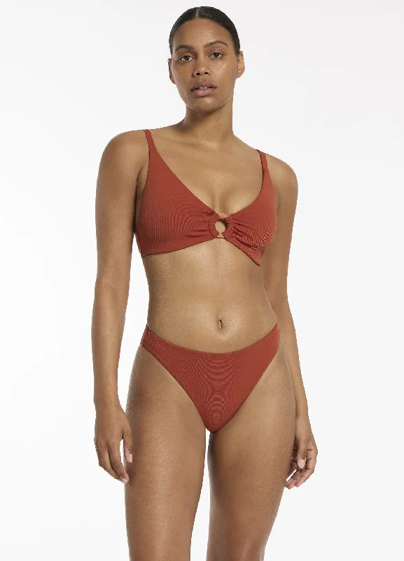 ladies bikini top gone quick -Isla Rib C-D Triangle Bikini Top - Russet