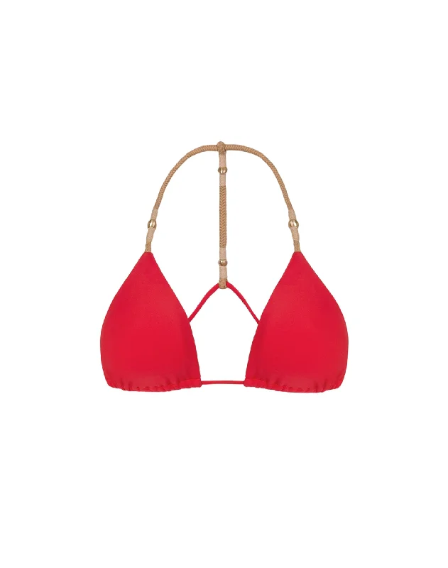 ladies bikini top snow white -Layla T Back Top - Red Poppy