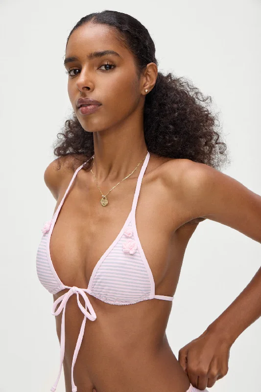 ladies bikini top play glow -Paradise Micro Halter Bikini Top - Rosewater Stripe