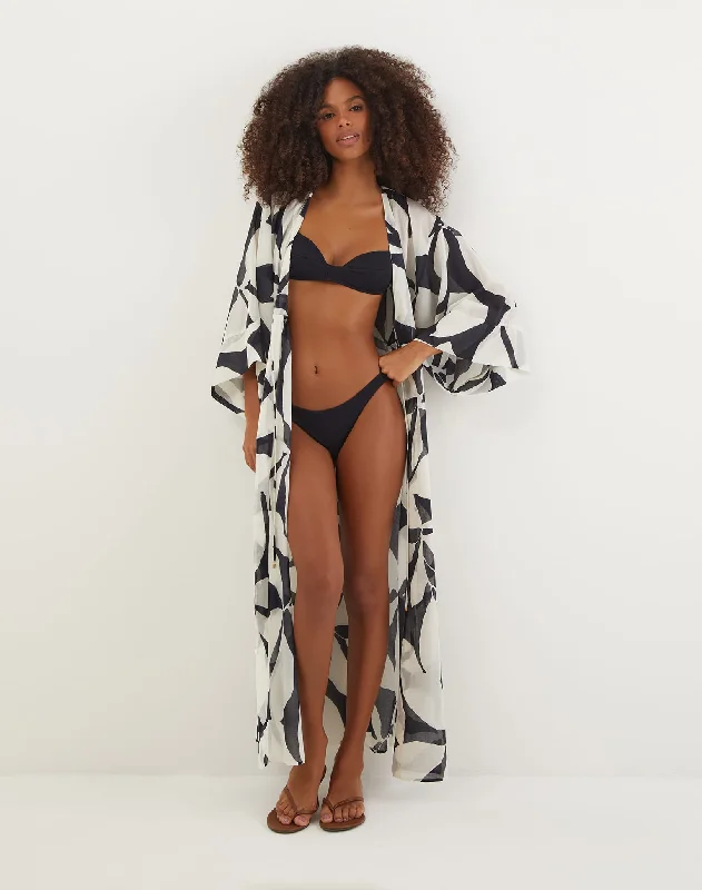 Women’s cover-up one-shoulder flair -Yumi Long Kimono Cover Up - Bossa