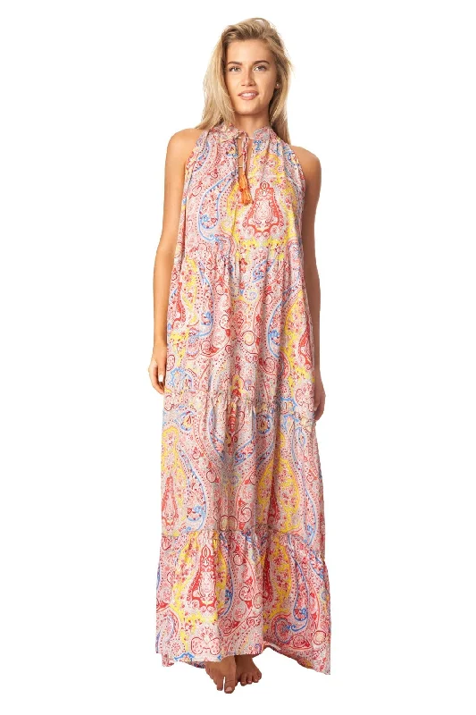 Women’s cover-up pool float flair -Boho Positano Maxi Dresses