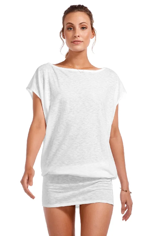 Women’s cover-up embroidered glow -Vitamin A Eco Cotton White Ella Tunic