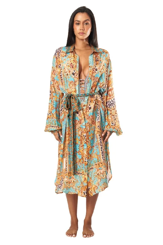 Women’s cover-up baby blue flair -Future Eden Easy Shirtdress Cover-Up