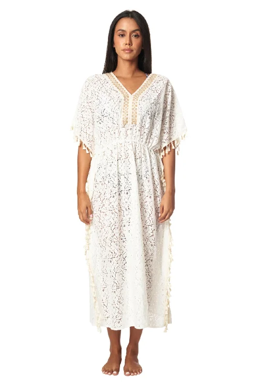 Women’s cover-up silver sleek chic -Long Kaftan Beach Cover up