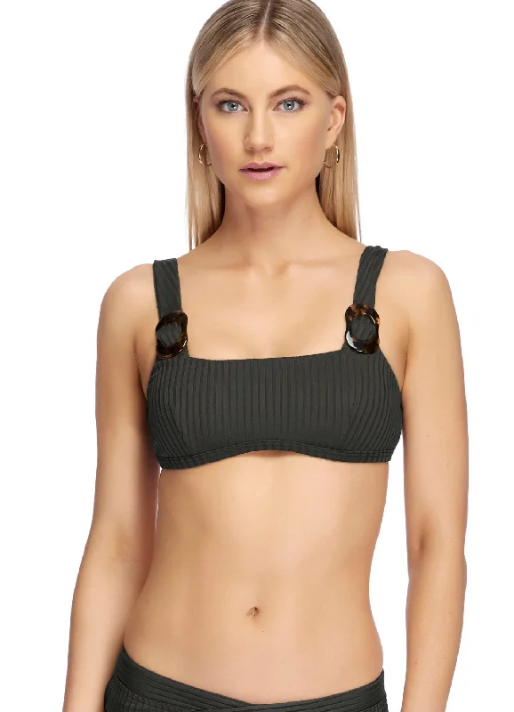 ladies bikini top layered fabric -Ambrosia Square Neck Bikini Top - Forest