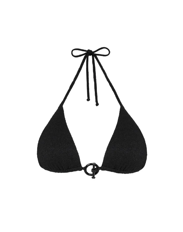 ladies bikini top hook closure -Firenze Audrey Tri Top - Black