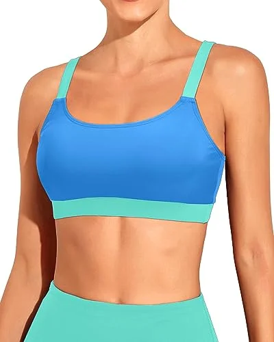 ladies bikini top clash shine -Sports Bra Bikini Top Scoop Neck Bathing Suits Top