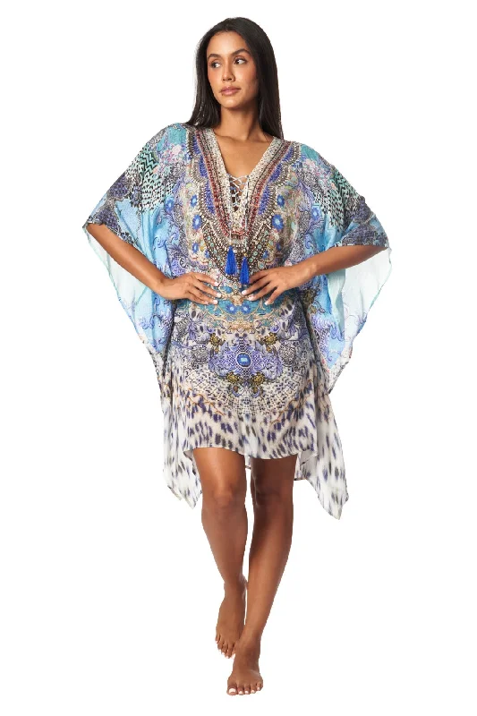 Women’s cover-up tie luxe flair -Luxury Silk Caftan Dress