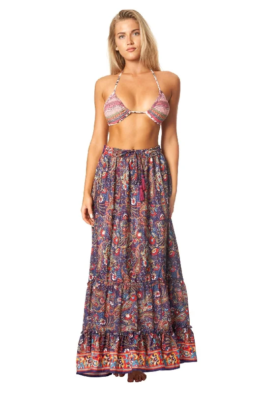 Women’s cover-up maternity sleek -Boho Positano Inspired Floral Maxi Skirt