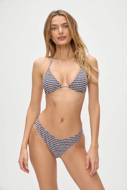 ladies bikini top dense polyester -Nick Skimpy Triangle Bikini Top - Blackberry Gingham