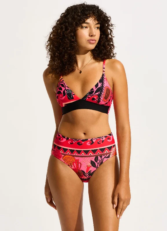 ladies bikini bottoms lock fit -Atlantis High Waisted Bikini Bottom - Paradise Pink