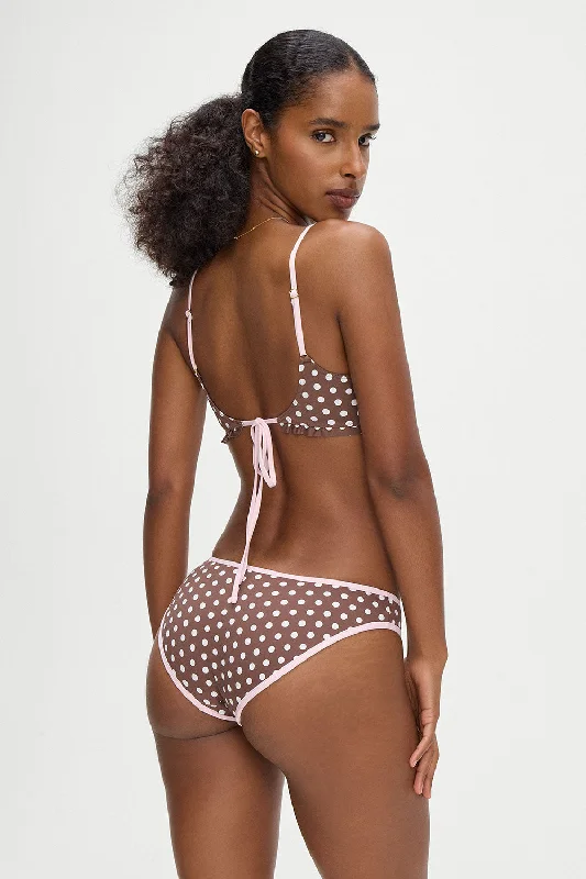 ladies bikini bottoms breezy glow -Catalina Full Coverage Bikini Bottom - Cocoa Dot