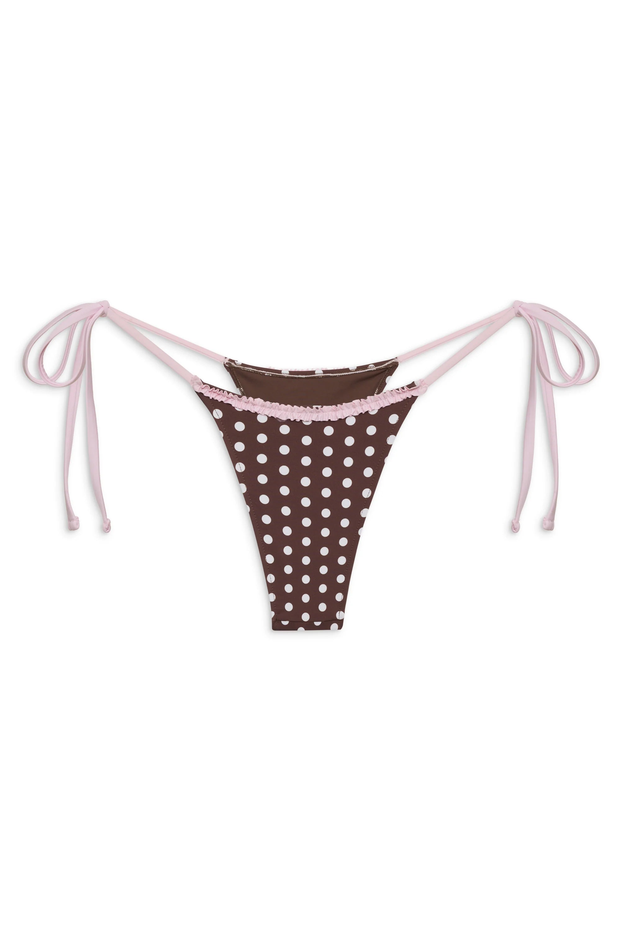 ladies bikini bottoms low fuss -Divine Tie Side Bottom - Cocoa Dot