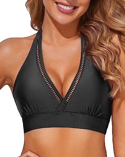 ladies bikini top back fast -Large Bust Bikini V-Neck Swim Tops