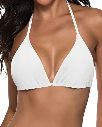 ladies bikini top no creases -Summer Beach String Triangle Swimsuit Top For Women-White