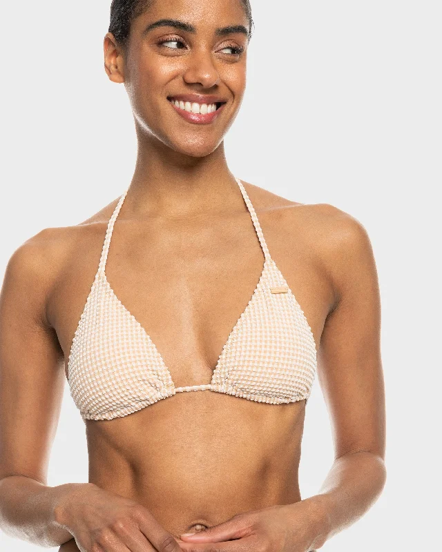 ladies bikini top low crest -Womens Gingham Tiki Tri Bikini Top