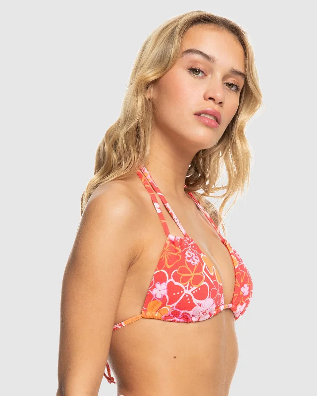 ladies bikini top soon up -Womens Meadow Flowers Tiki Tri Bikini Top