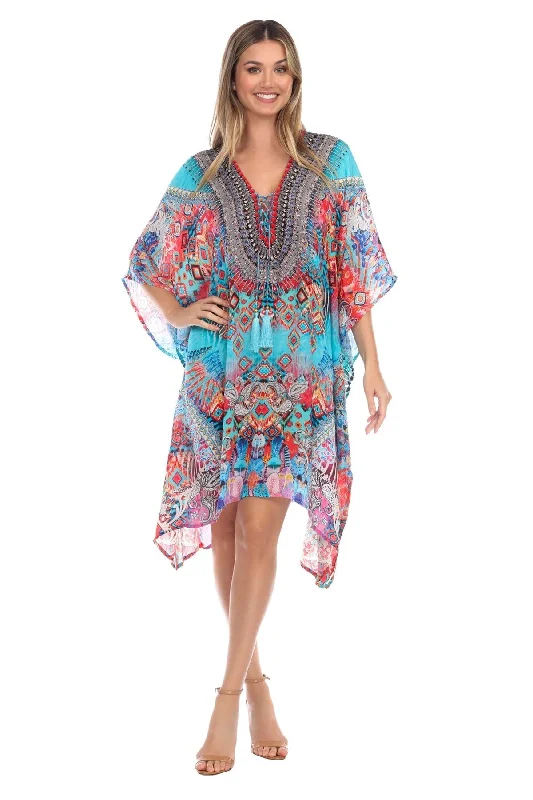 Women’s cover-up sky chic glow -Designer Silk Bohemian Beachwear Kaftans