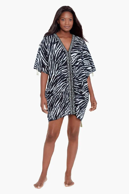 Women’s cover-up flowy flair -Tigre Sombre Caftan Swim Cover Up