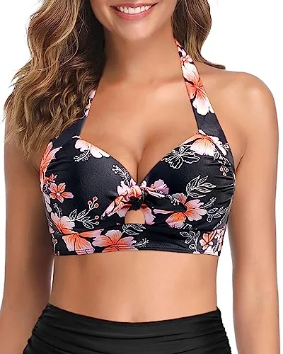 ladies bikini top city dip -Push Up Swim Tops Halter Retro Bikini Tops