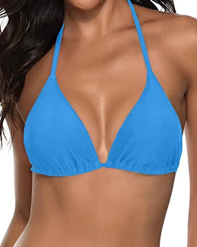 ladies bikini top bold arch -Removable Push Up String Triangle Swimsuit Top For Women-Blue