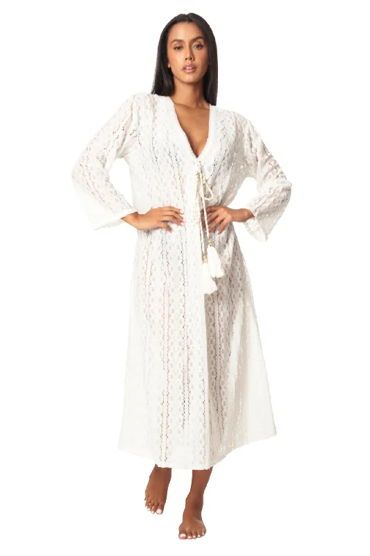 Women’s cover-up floral vibrant flair -La Moda Women's Lace Kaftan Long Maxi Dress