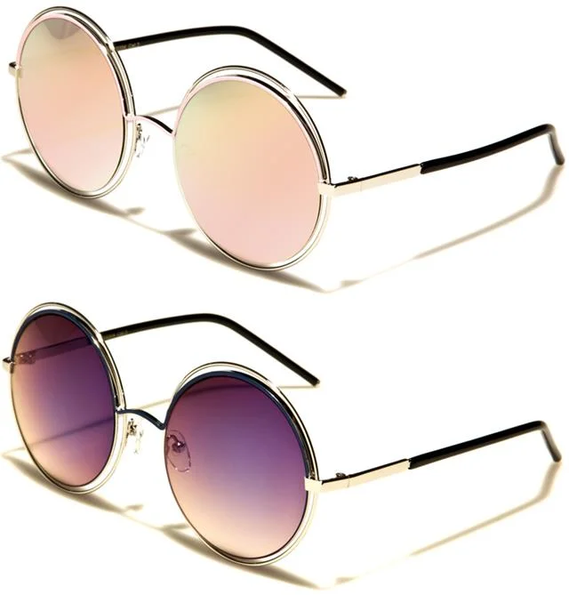 Women’s sunglasses sport soft glow -Oversized Metal Round Frame Sunglasses for Women