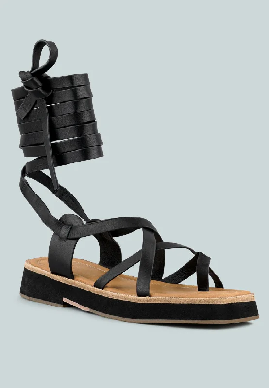 Women’s sandals orthopedic suede flair -BLEDEL Black Lace Up Square Toe Gladiator Sandals