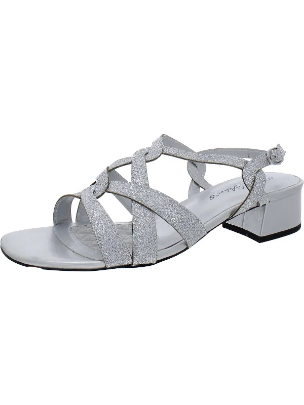 Women’s sandals boutique canvas glow -Didi Womens Faux Leather Glitter Block Heel