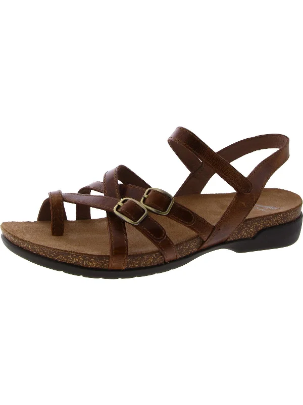 Women’s sandals playful canvas flair -Womens Leather Strappy Wedge Sandals