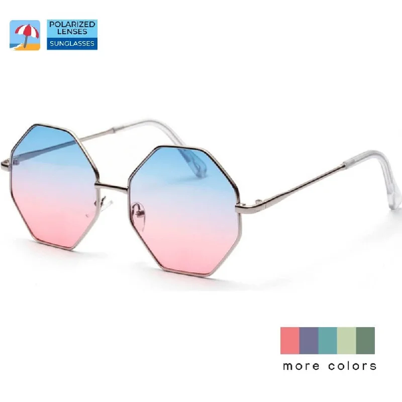 Women’s sunglasses gold sleek shine -Sunglasses for Women Polygon UV400 Lenses Shades