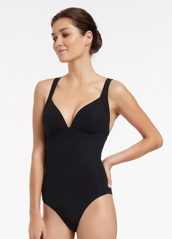 ladies one-piece swimsuit buttery gloss -Jetset Moulded One Piece - Black