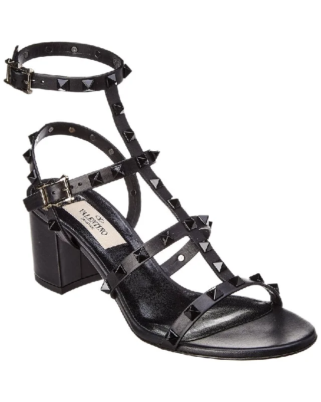 Women’s sandals zebra canvas flair -Valentino Rockstud Caged 60 Leather Ankle Strap Sandal