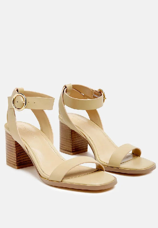 Women’s sandals midnight leather chic -DOLPH Stack Block Heeled Sandal in Nude