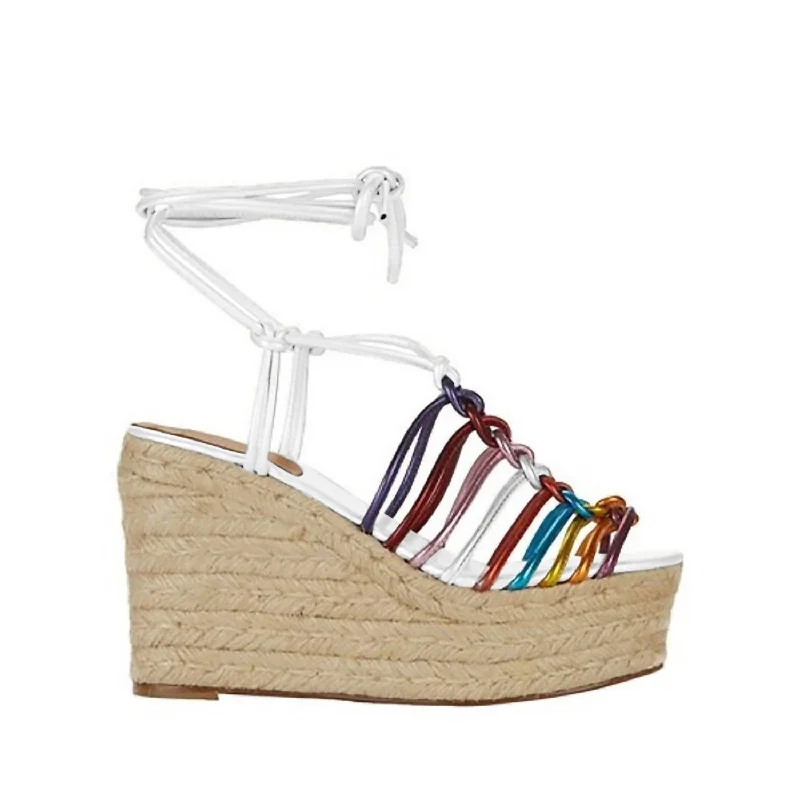 Women’s sandals strappy woven glow -Women's Strappy Wedges Sandal In Rainbow