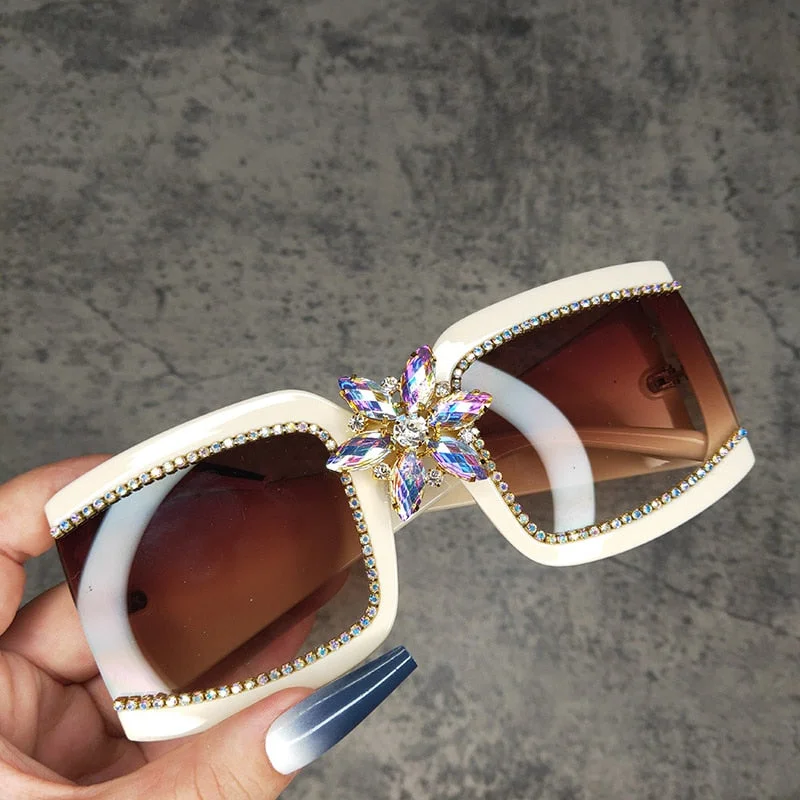 Women’s sunglasses polarized chic -Women's Summer Oversized Square Diamond Vintage Outdoor Sunglasses