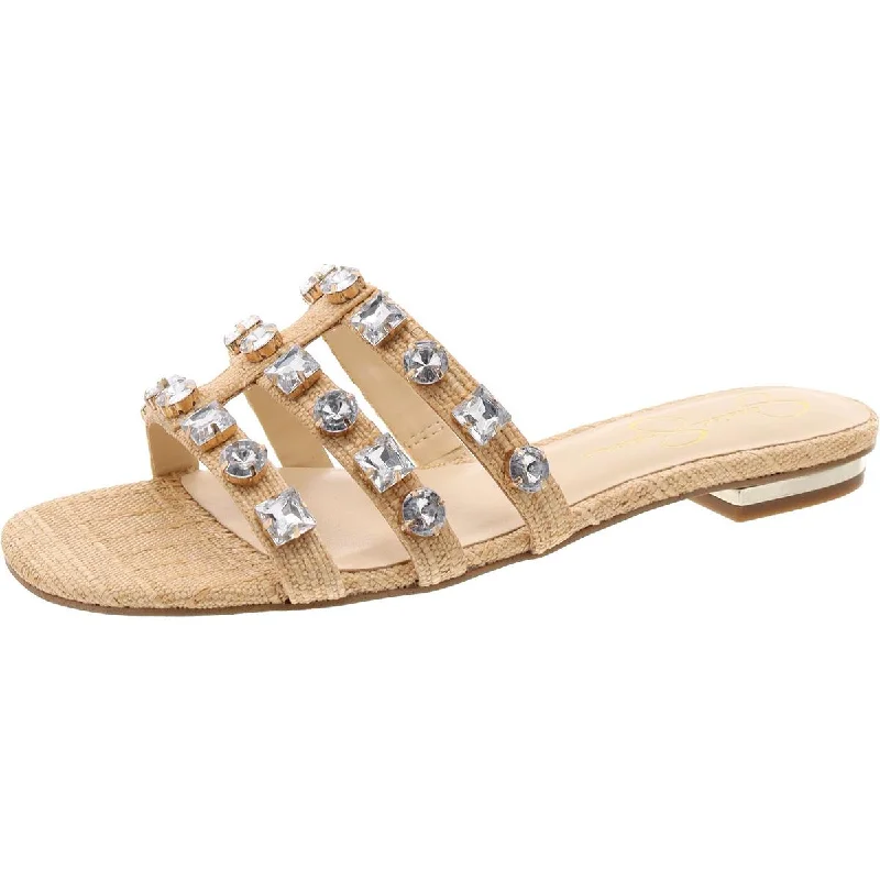 Women’s sandals coastal suede flair -Detta Womens Rhinestone Slip On Slide Sandals